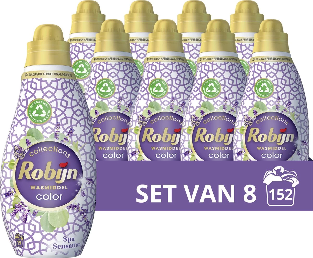 Robijn Klein & Krachtig Collections Color Spa Sensation Vloeibaar Wasmiddel - 8 X 19 Wasbeurten - Voordeelverpakking