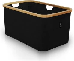 MIRI Opvouwbare Wasmand – Heupwasmand – Zwart – Wasmanden – Opbergmand – Wasbox – 45L – Bamboe – Laundry Basket