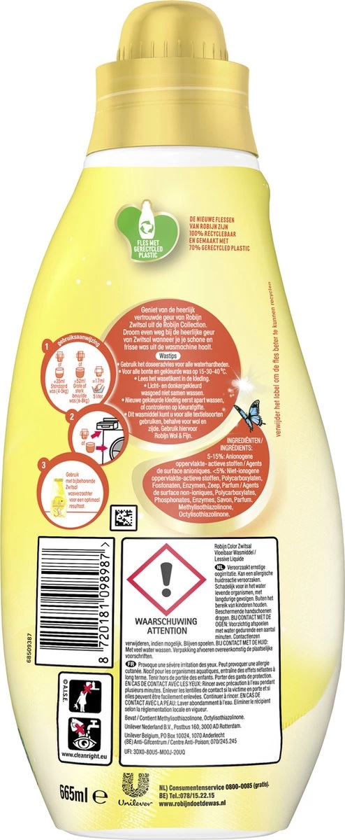 Robijn Klein & Krachtig Collections Color Zwitsal Vloeibaar Wasmiddel - 8 X 19 Wasbeurten - Voordeelverpakking - Image 3