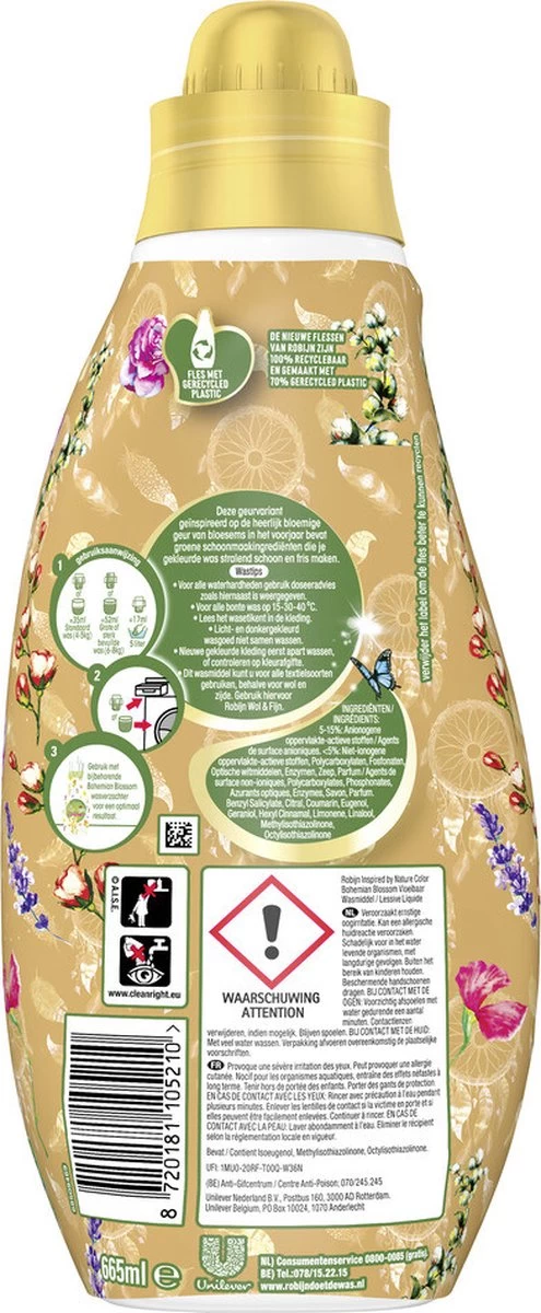 Robijn Klein & Krachtig Color Bohemian Blossom Vloeibaar Wasmiddel - 8 X 19 Wasbeurten - Voordeelverpakking - Afbeelding 3