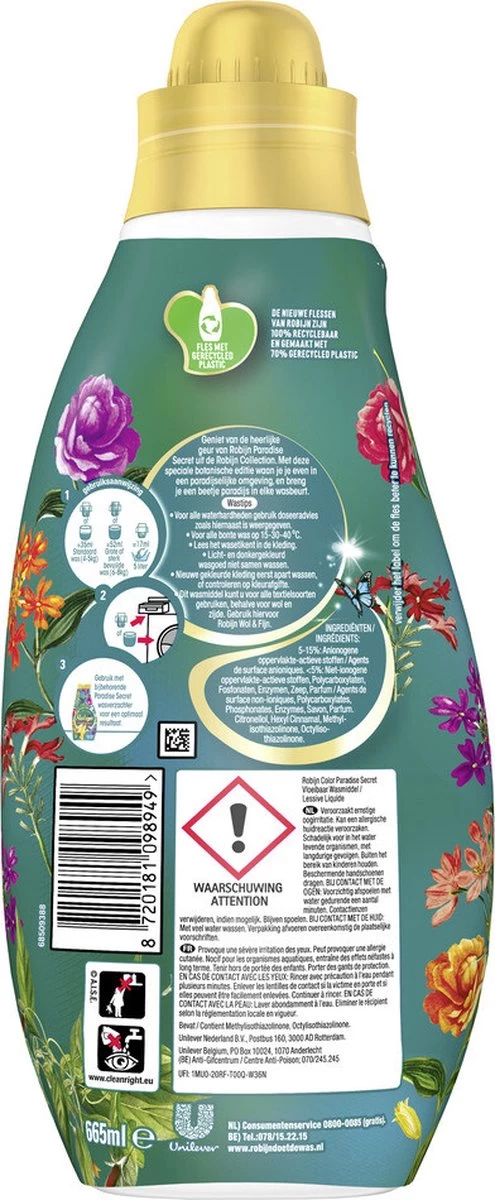 Robijn Klein & Krachtig Collections Color Paradise Secret Vloeibaar Wasmiddel - 6 X 19 Wasbeurten - Voordeelverpakking - Image 8