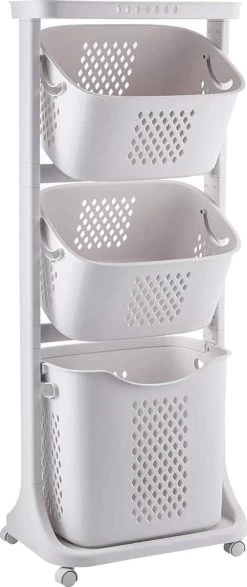 Sens Design Wassorteerder – Wasmand Met 3 Vakken - Op Wieltjes