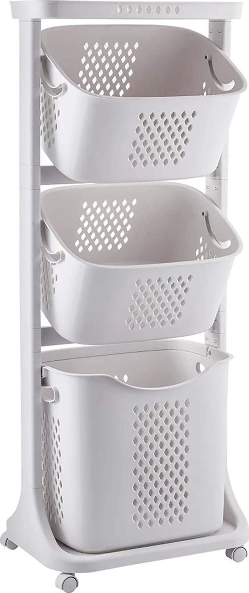 Sens Design Wassorteerder – Wasmand Met 3 Vakken - Op Wieltjes