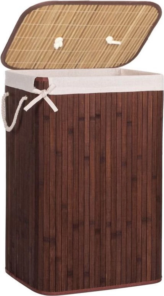 Springos Wasmand | Met Deksel | Opvouwbaar | 72 Liter | Met Uitneembare Waszak | Wasmand | Bruin - Afbeelding 9