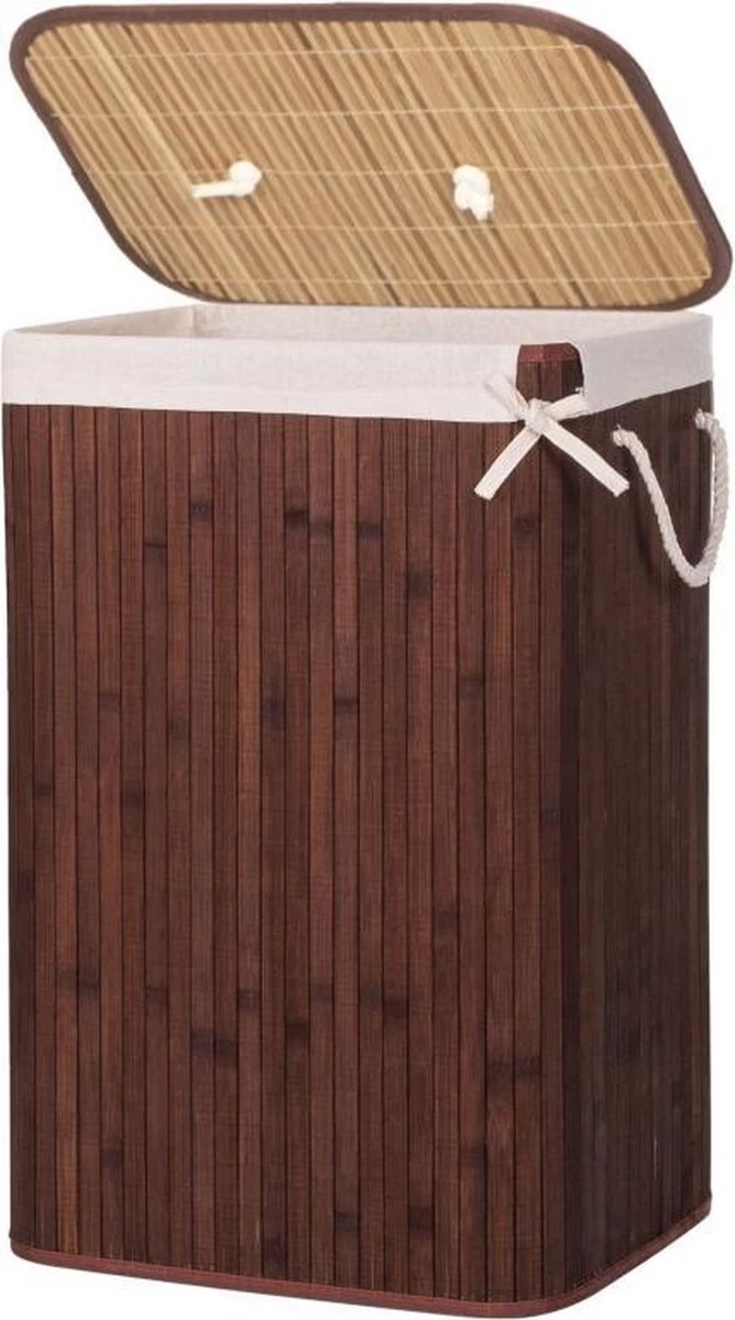 Springos Wasmand | Met Deksel | Opvouwbaar | 72 Liter | Met Uitneembare Waszak | Wasmand | Bruin - Afbeelding 12