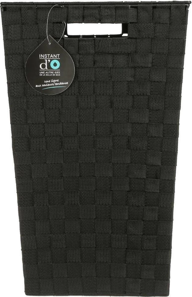 Merkloos Decopatent® Wasmanden Met Deksel - 60 Liter - Geweven Wasmand - Wasbox Met Optil Deksel - Polypropyleen - Afm 33x33x53 Cm - Zwart - Afbeelding 2