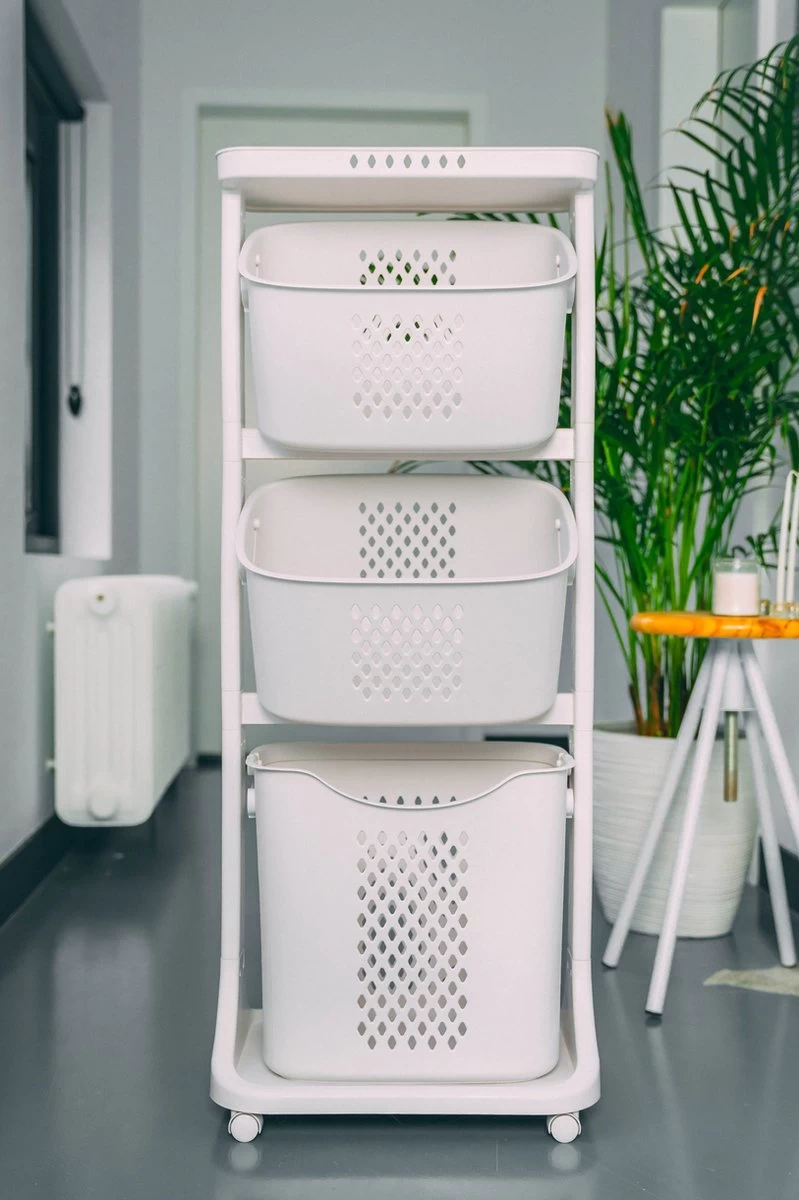 Sens Design Wassorteerder – Wasmand Met 3 Vakken - Op Wieltjes - Afbeelding 16