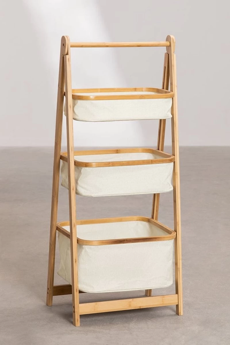 MIRA Home - BOSTIC - Almeria - Bamboe Rek Met 2 Manden - Duurzaam En Veilig Opbergen - Duurzaam - Afmetingen 45x97cm - Afbeelding 4