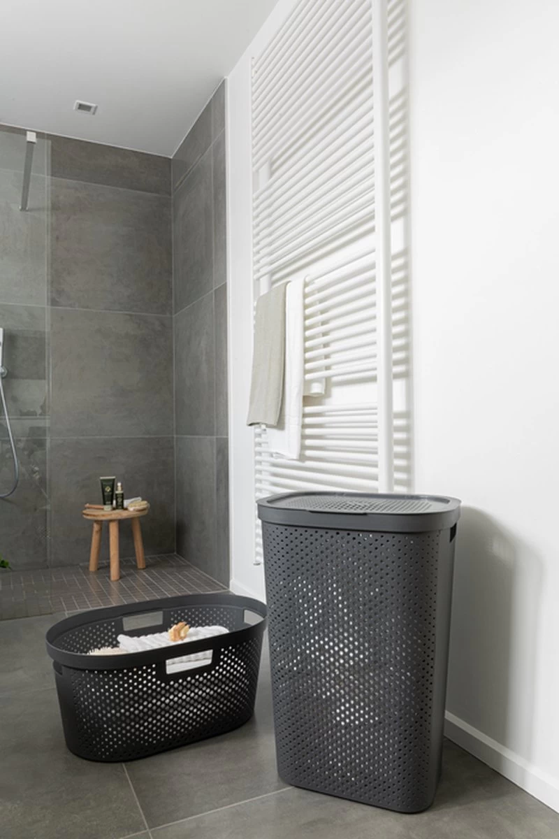 Curver Infinity Recycled Wasmand Met Deksel - 60L - 2 Stuks - Antraciet - Afbeelding 2