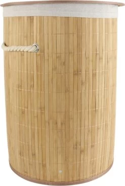Orange85 Wasmand - Met Deksel - Rond Bamboe - 48 Liter - Bruin - 35x50 Cm - Wasmanden