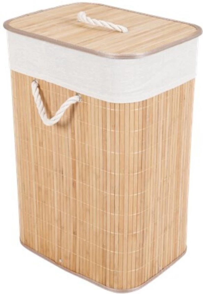 Wasmand Bamboe Met Waszak - 64L - Naturel