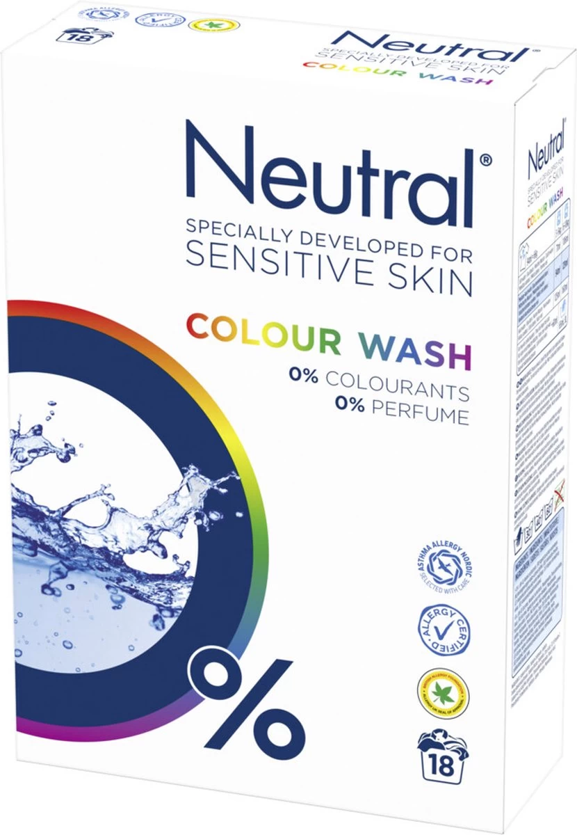 Neutral 0% Kleur Parfumvrij Waspoeder - 18 Wasbeurten - 1,188 Kg - Wasmiddel - Afbeelding 14