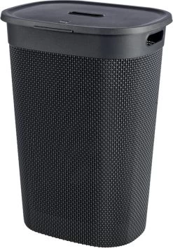 Curver Filo Wasmand Met Deksel 55L - Donkergrijs