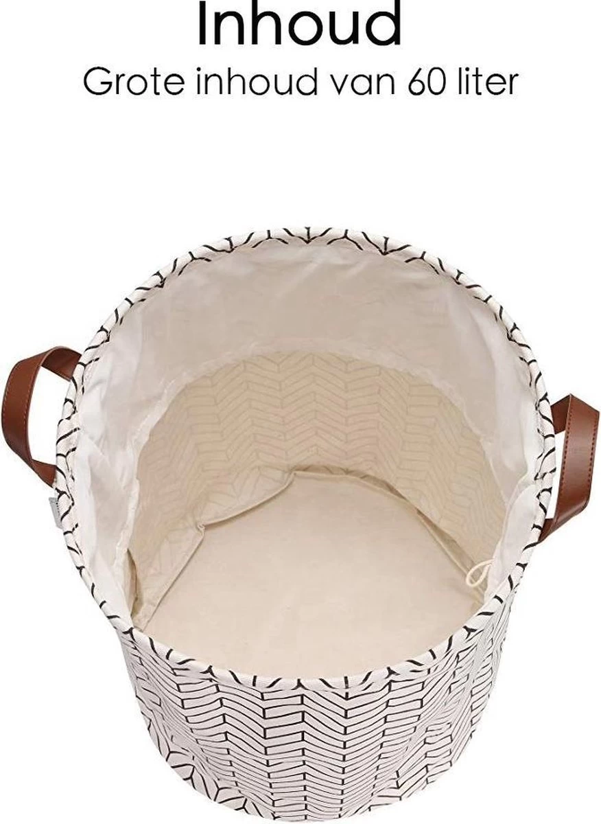 Merkloos Wasmand - Opbergzak - 60L - Waterproof - Zwart/wit - Afbeelding 6
