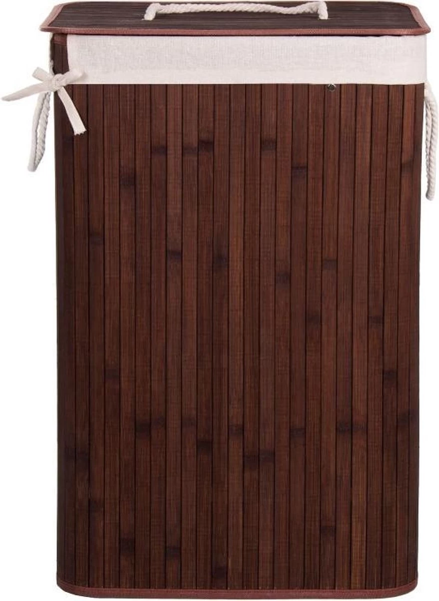 Springos Wasmand | Met Deksel | Opvouwbaar | 72 Liter | Met Uitneembare Waszak | Wasmand | Bruin - Afbeelding 3