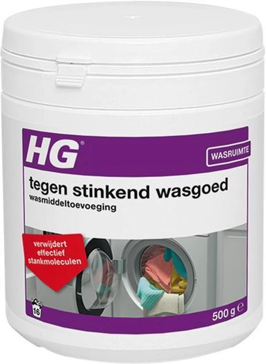 HG Tegen Stinkend Wasgoed Wasmiddeltoevoeging - 500gr - Verwijdert Stankmoleculen - Voor 16 Wasbeurten - Image 3