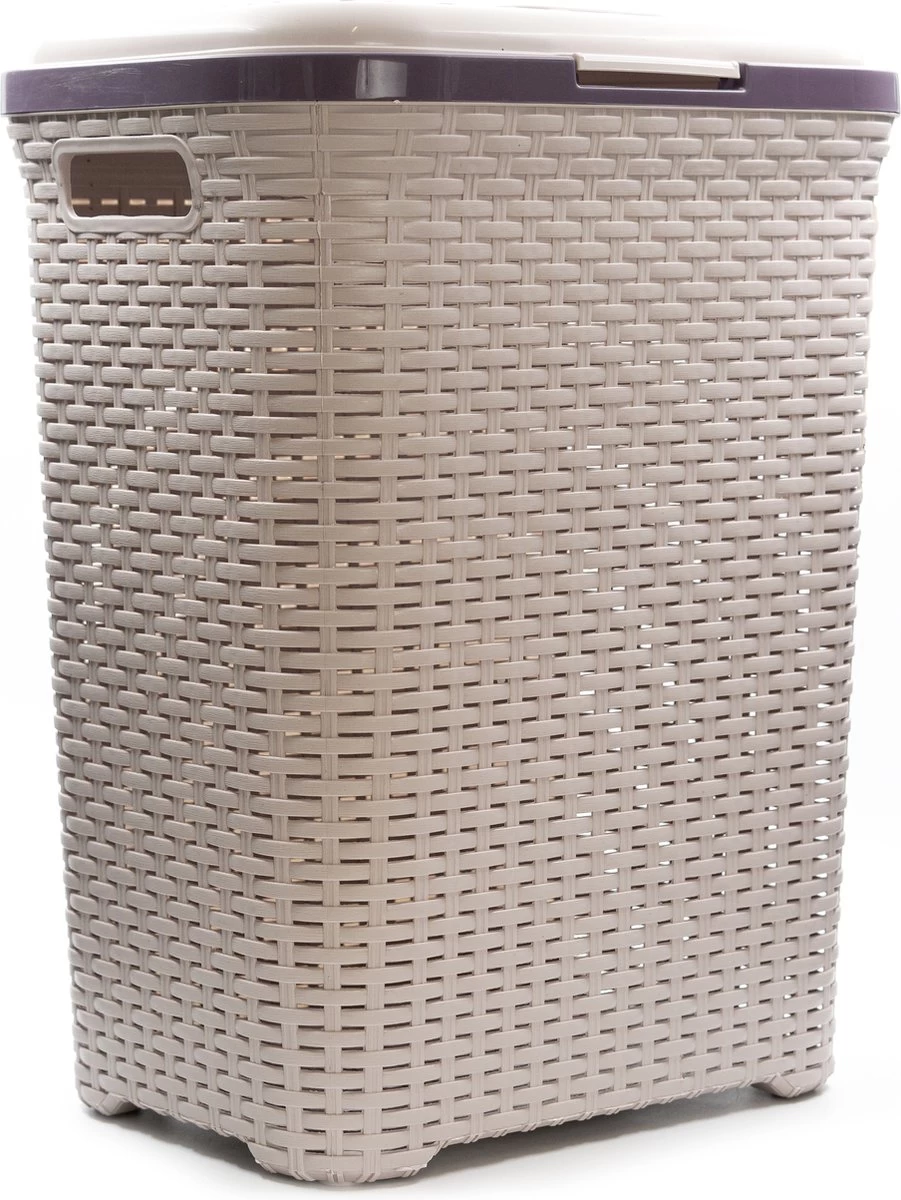 PrimeHome Wasmand Met Deksel – Wassorteerder - Wasbox - Wasmanden Met Deksel - 55 Liter – Kunststof - Roze