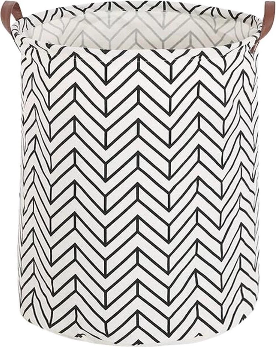 Merkloos Wasmand - Opbergzak - 60L - Waterproof - Zwart/wit