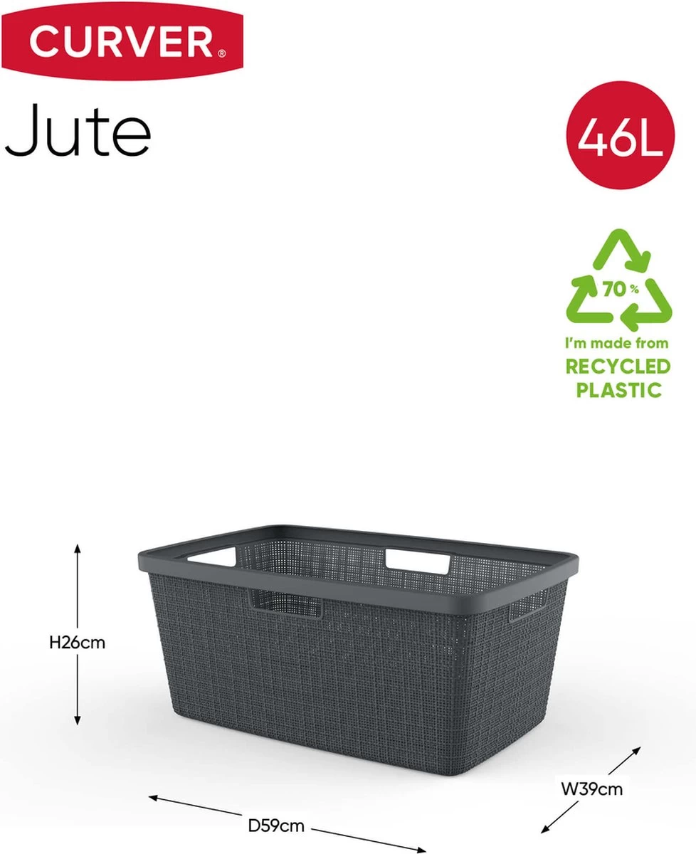 Curver Jute Wasmand - 46L - Donkergrijs - Afbeelding 2