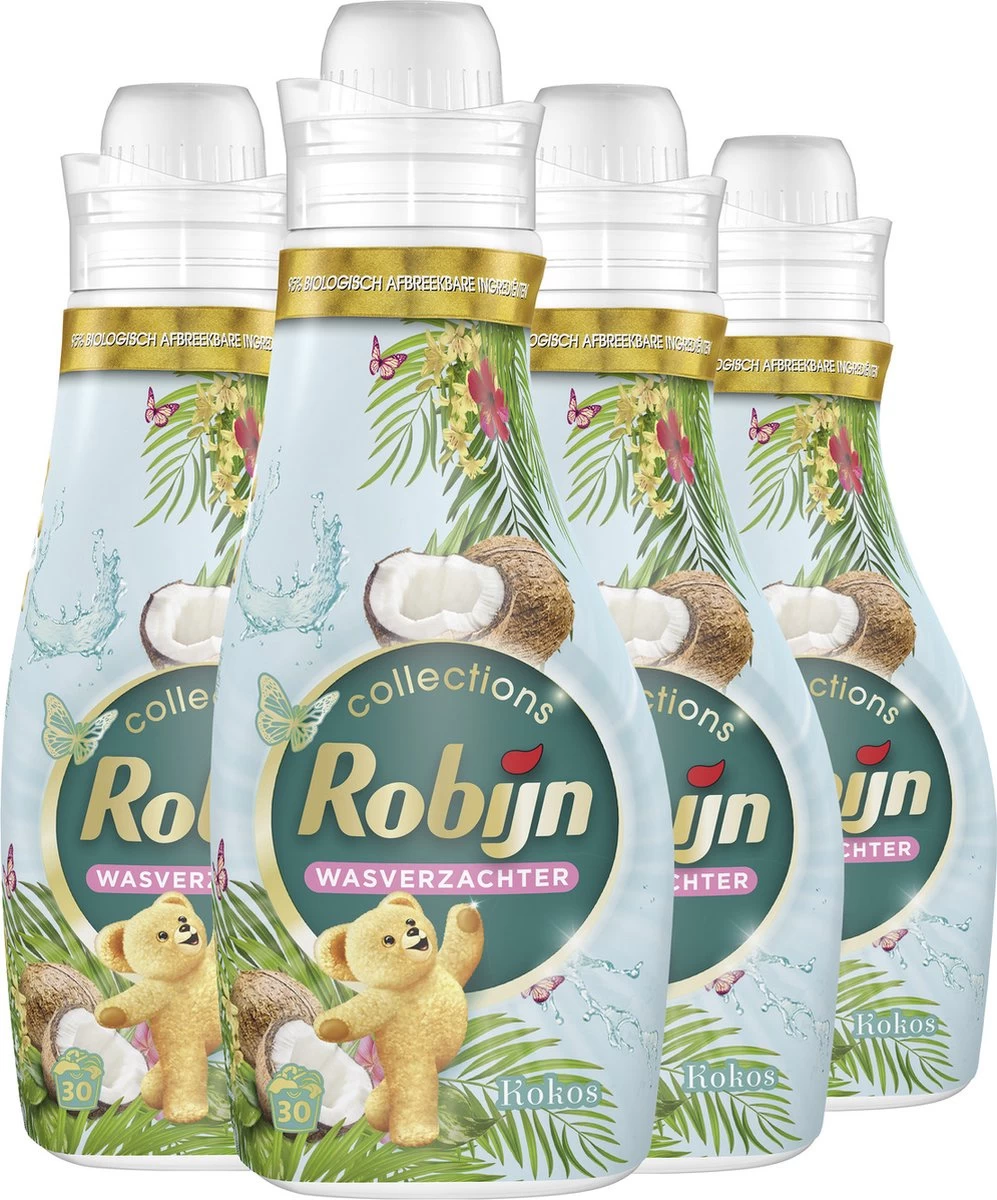 Robijn Collections Kokos Wasverzachter - 4 X 30 Wasbeurten - Voordeelverpakking - Afbeelding 2