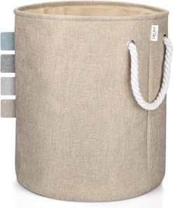 Sølmo I Wasmand Met Koordgreep 54L Voor Kinderen Of Badkamer, Wasmand Kinderkamer, Stoffen Canvas Wasbak, Mand Opbergen (Beige)
